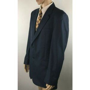 Stafford Navy Pinstripe Wool Silk 2 Button Blazer
